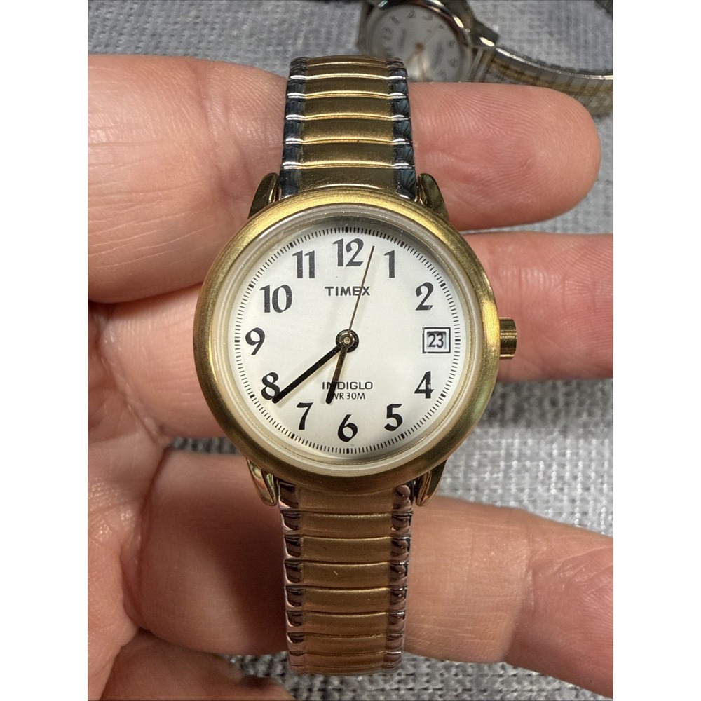 Timex Indiglo Women's Two-Tone Metal Quartz Wristwatch, Date, Water-Resistant